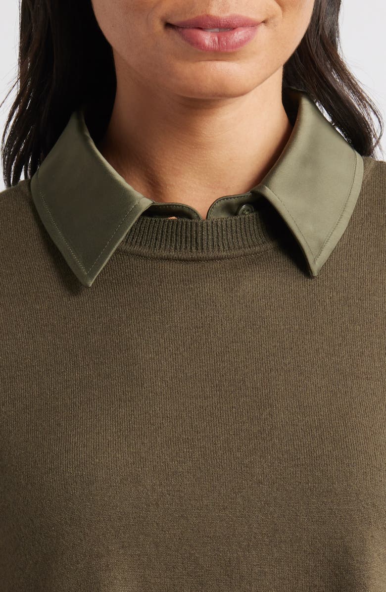 Sam Edelman Layered Mixed Media Dress, Alternate, color, Loden