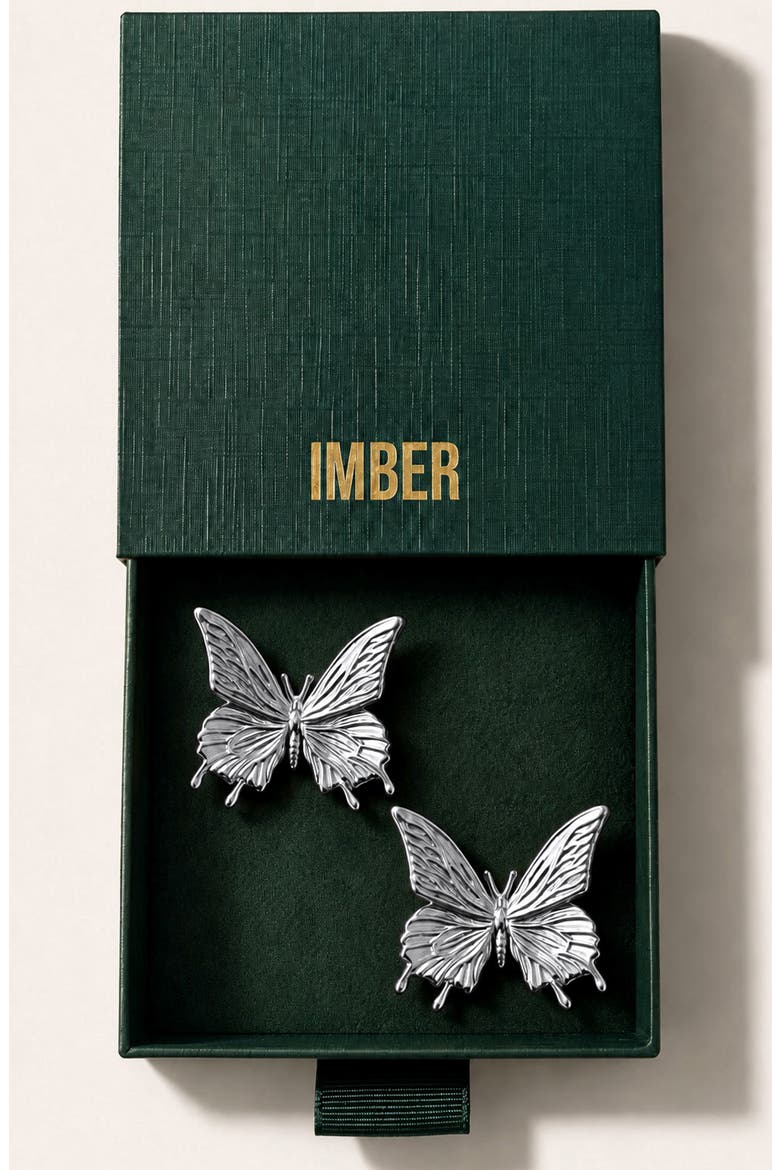 Butterfly Stud Earrings, Alternate, color, SILVER