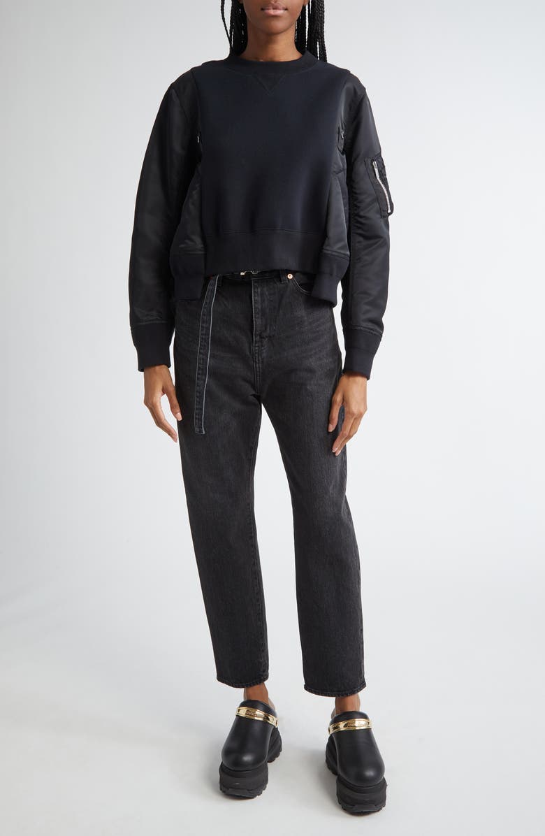 Sacai Belted Straight Leg Jeans, Alternate, color, Black