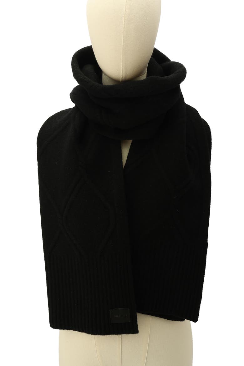 Brushed Wool Scarf, Alternate, color, BLACK