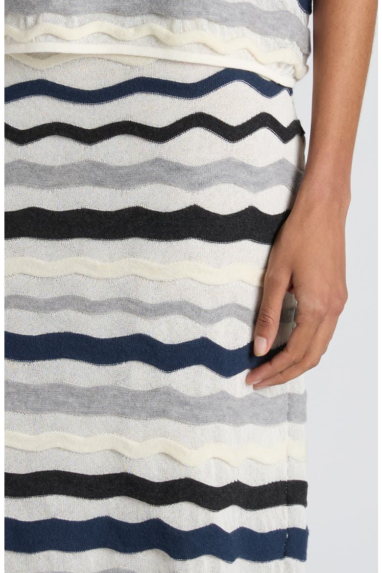 Layered Chevron Stripe Wool Blend Sweater Skirt, Alternate, color, 9121 CHALK WAVE GREY
