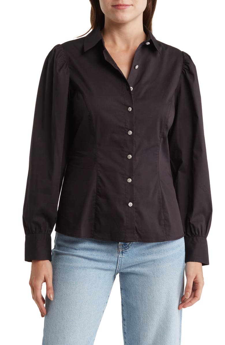 Nanette Lepore Crystal Button-Up Shirt, Main, color,