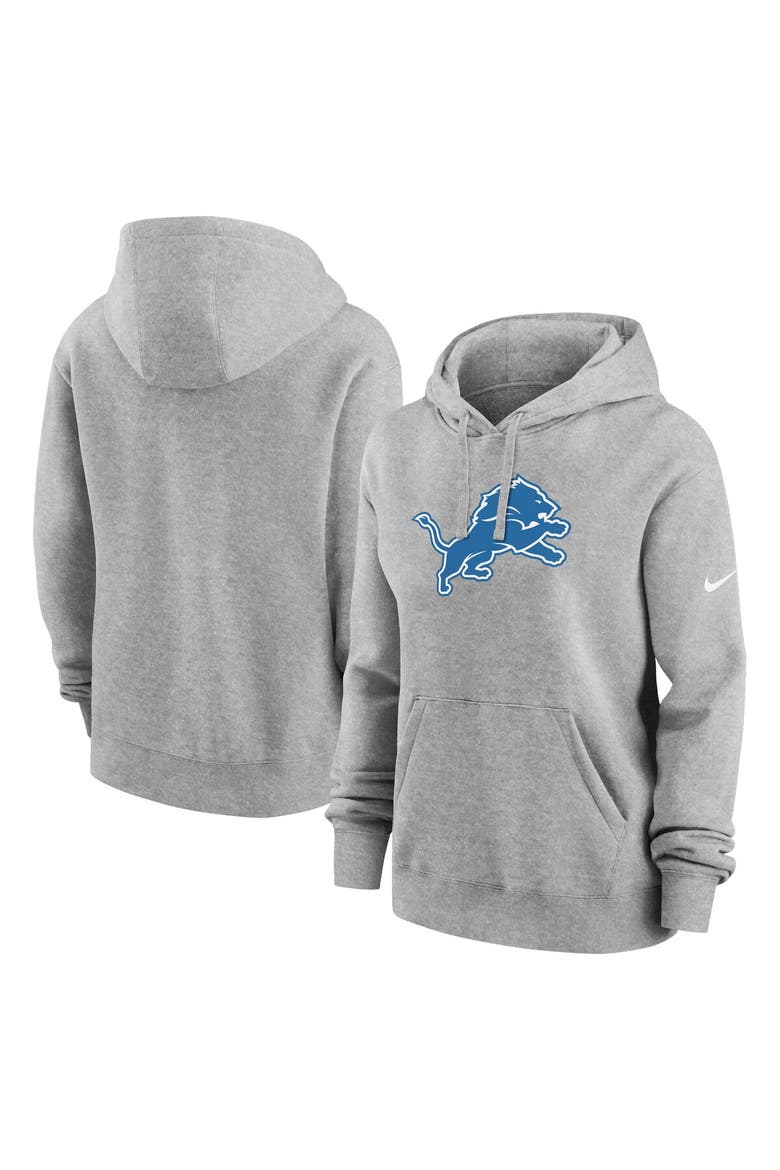 Women's Nike Heather Gray Detroit Lions Club Fleece Pullover Hoodie, Main, color, Heather Gray