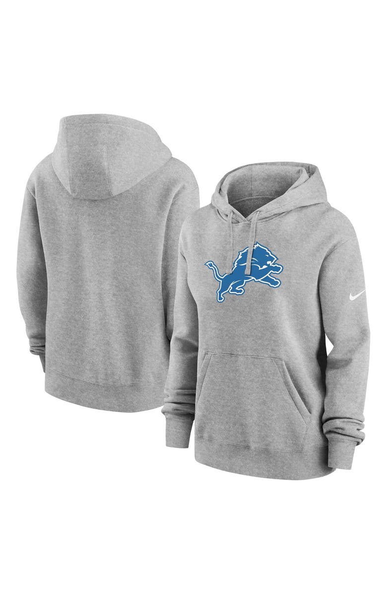 Nike Women's Nike Heather Gray Detroit Lions Club Fleece Pullover Hoodie, Main, color, Heather Gray