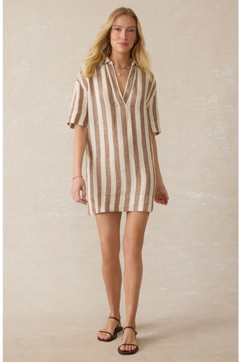 Palma Dara Stripe Mini Shirtdress, Alternate, color, COCOA BEACH STRIPE