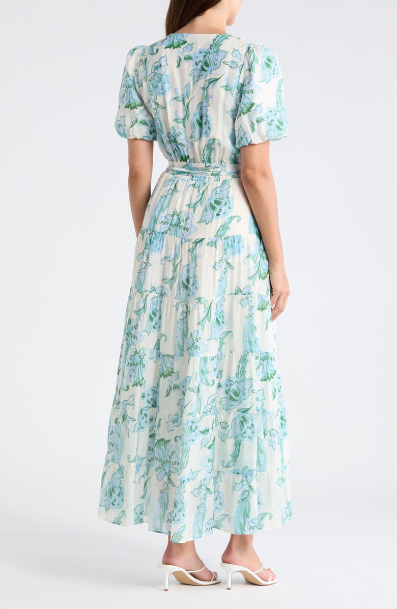 Halogen<sup>®</sup> Floral Puff Sleeve Tiered Maxi Dress, Alternate, color, 