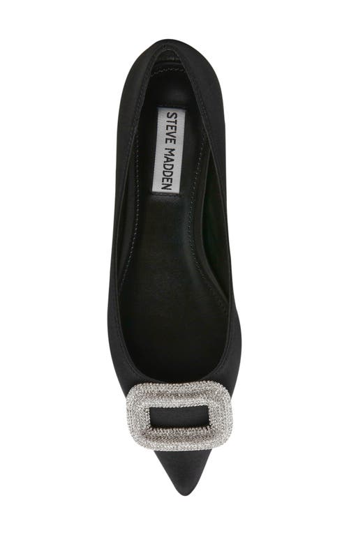 Shop Steve Madden Tink Pointed Toe Flat In Black Satin
