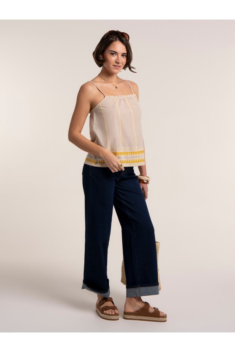Square Neck Striped Camisole Top, Alternate, color, Cream