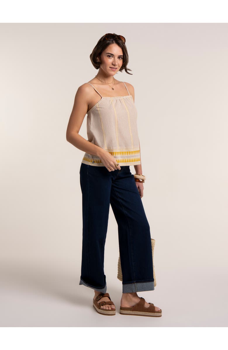 Brakeburn Square Neck Striped Camisole Top, Alternate, color, Cream
