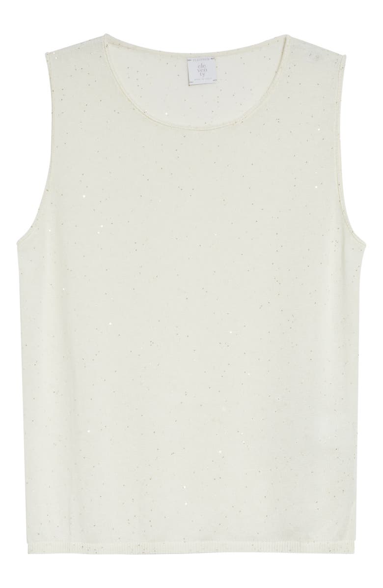 Eleventy Sequin Embellished Silk & Cotton Sweater Vest, Alternate, color, 00 Ivory