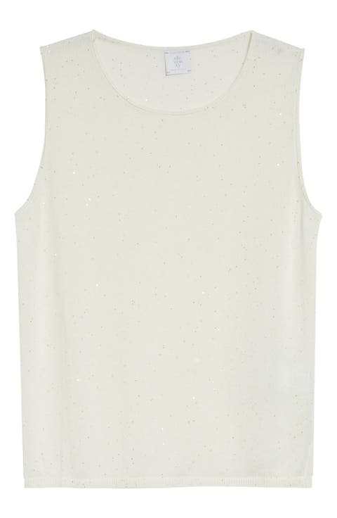 Sequin Embellished Silk & Cotton Sweater Vest