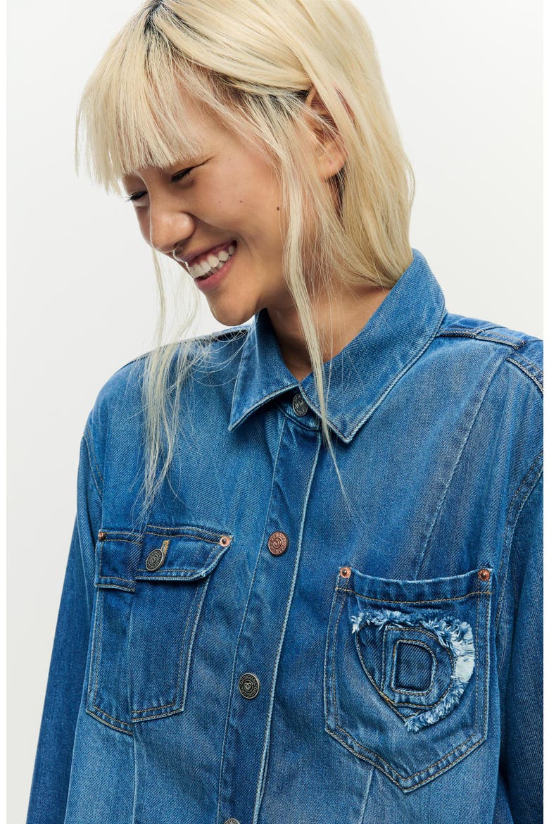 Denim Trucker Jacket, Alternate, color, MEDIUM BLUE