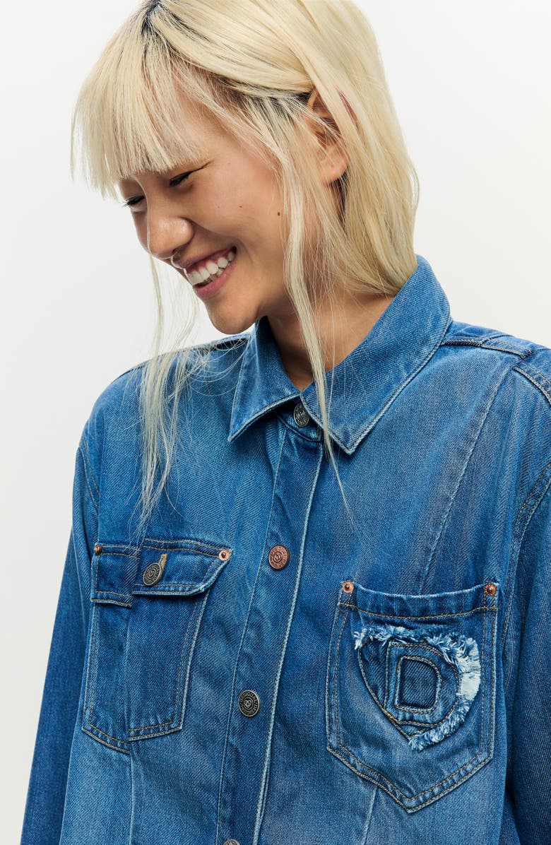 Desigual Denim Trucker Jacket, Alternate, color, Medium Blue