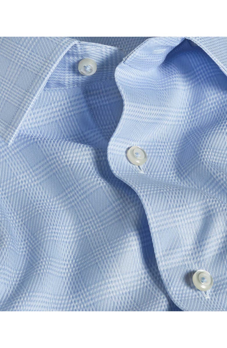 David Donahue Trim Fit Blue Glen Check Cotton Dobby Dress Shirt, Alternate, color, Sky