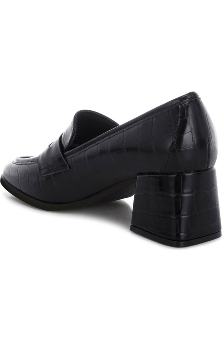 LONDON RAG Pitaka Penny Strap Croc Embossed Flared Block Heel Loafer, Alternate, color,