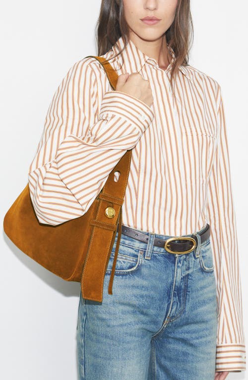 Tory Burch Romy Suede Leather Shoulder Bag In Brown