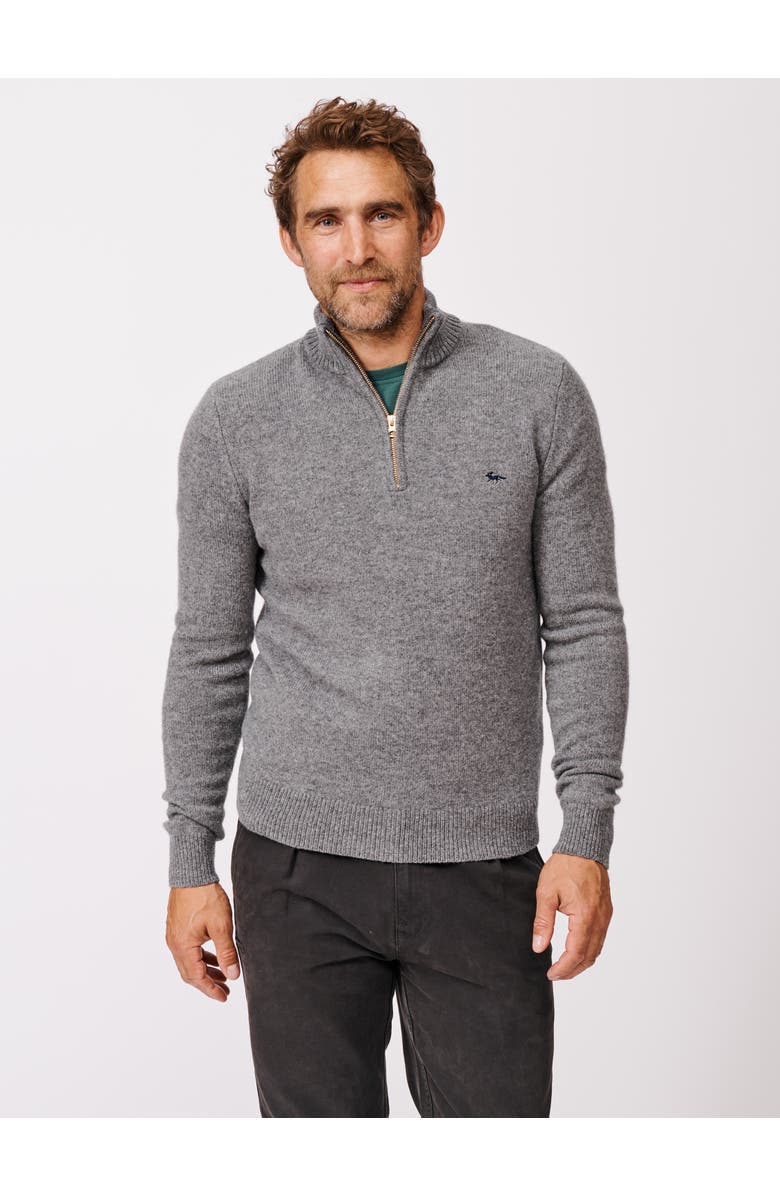 Aubin Pepper Lambswool Zip Neck Sweater, Main, color, Mid Grey