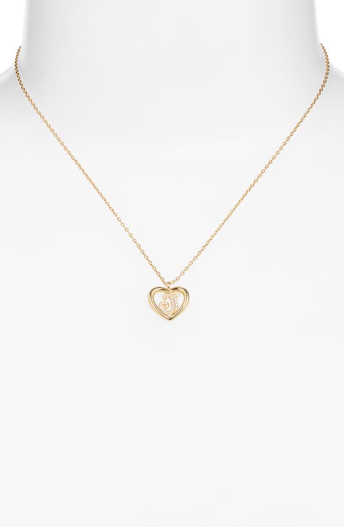Argento Vivo Sterling Silver Heart Cubic Zirconia Initial Pendant Necklace In Gold