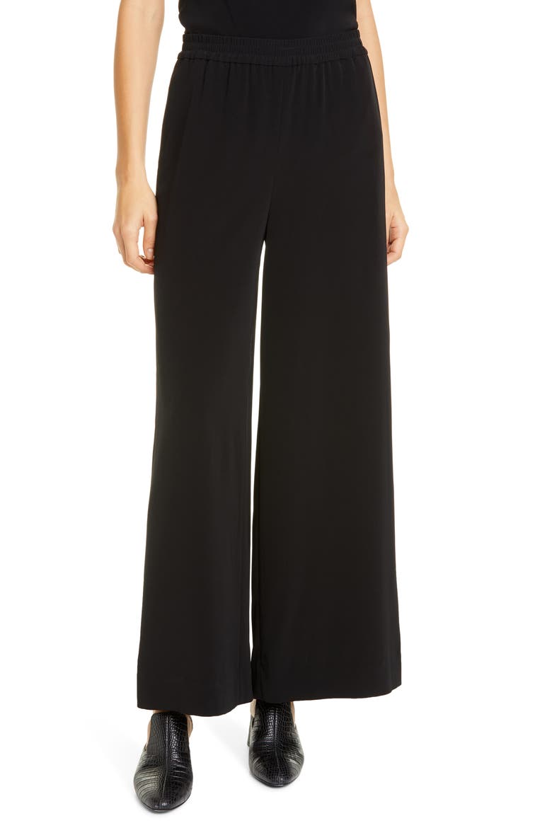 Crepe Palazzo Pants, Main, color, BLACK