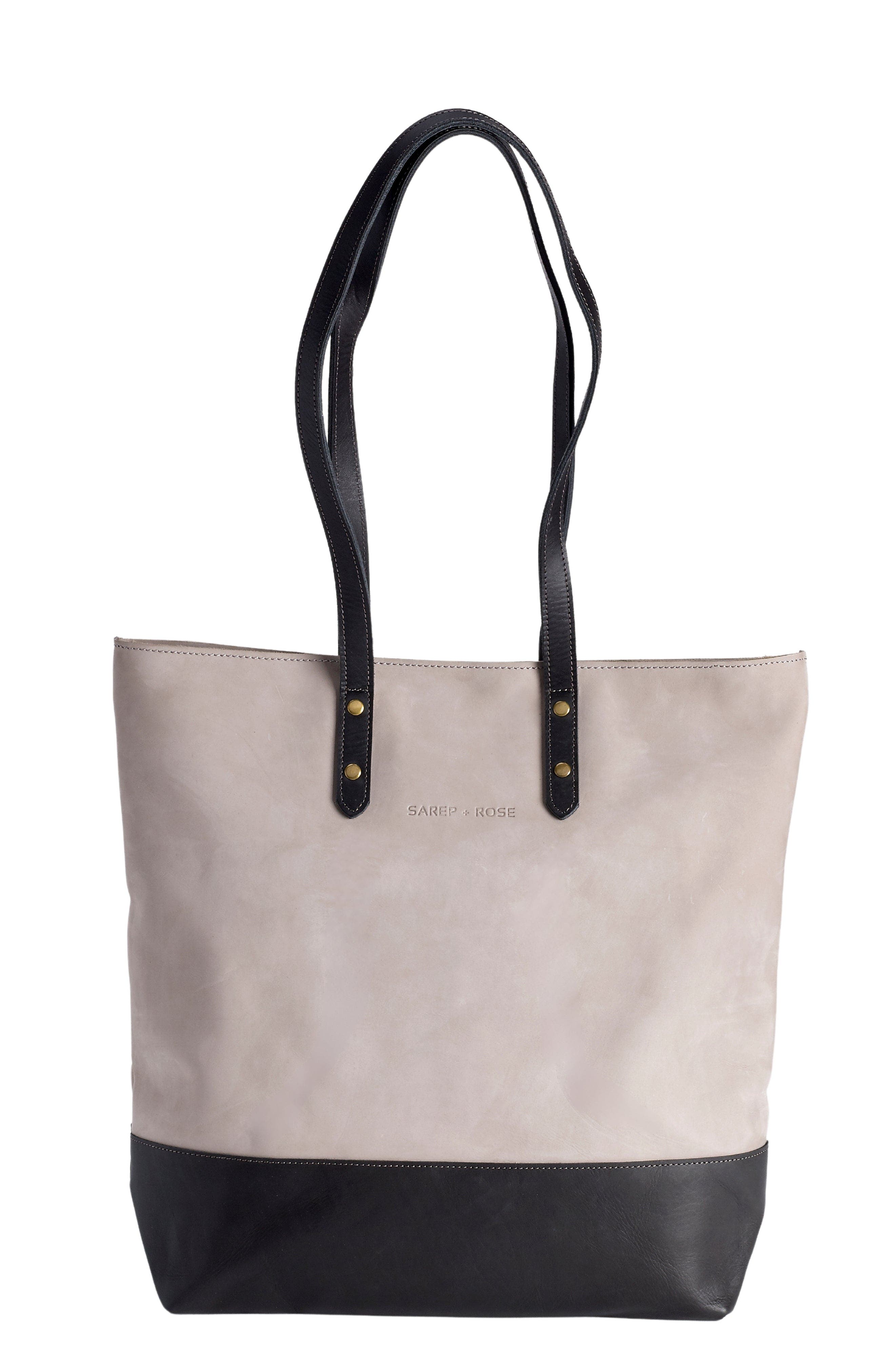 Sarep + Rose Kenya Large Leather Zipped Tote Bag, Main, color, Smoky Gray Nubuck