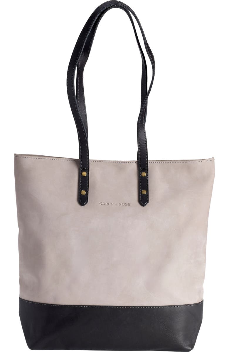 Sarep + Rose Kenya Large Leather Zipped Tote Bag, Main, color, Smoky Gray Nubuck