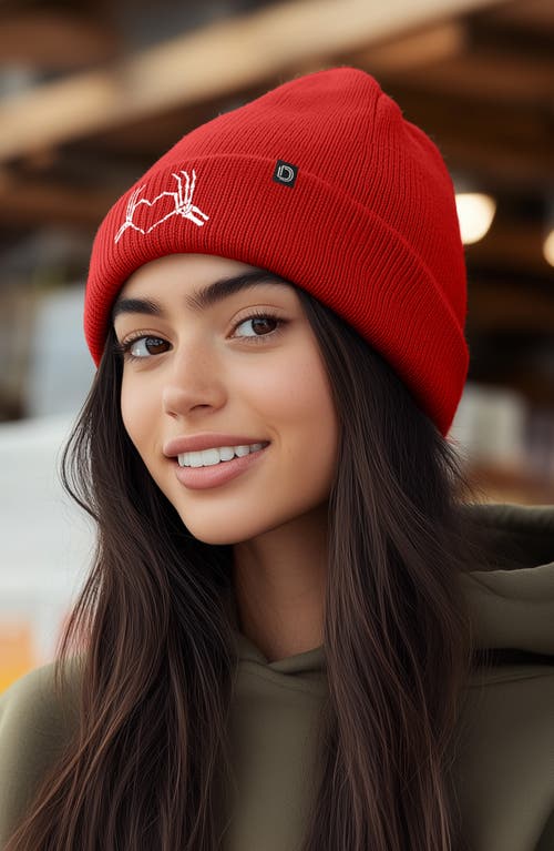 Shop Dalix Heart Of Bones Beanie In Red