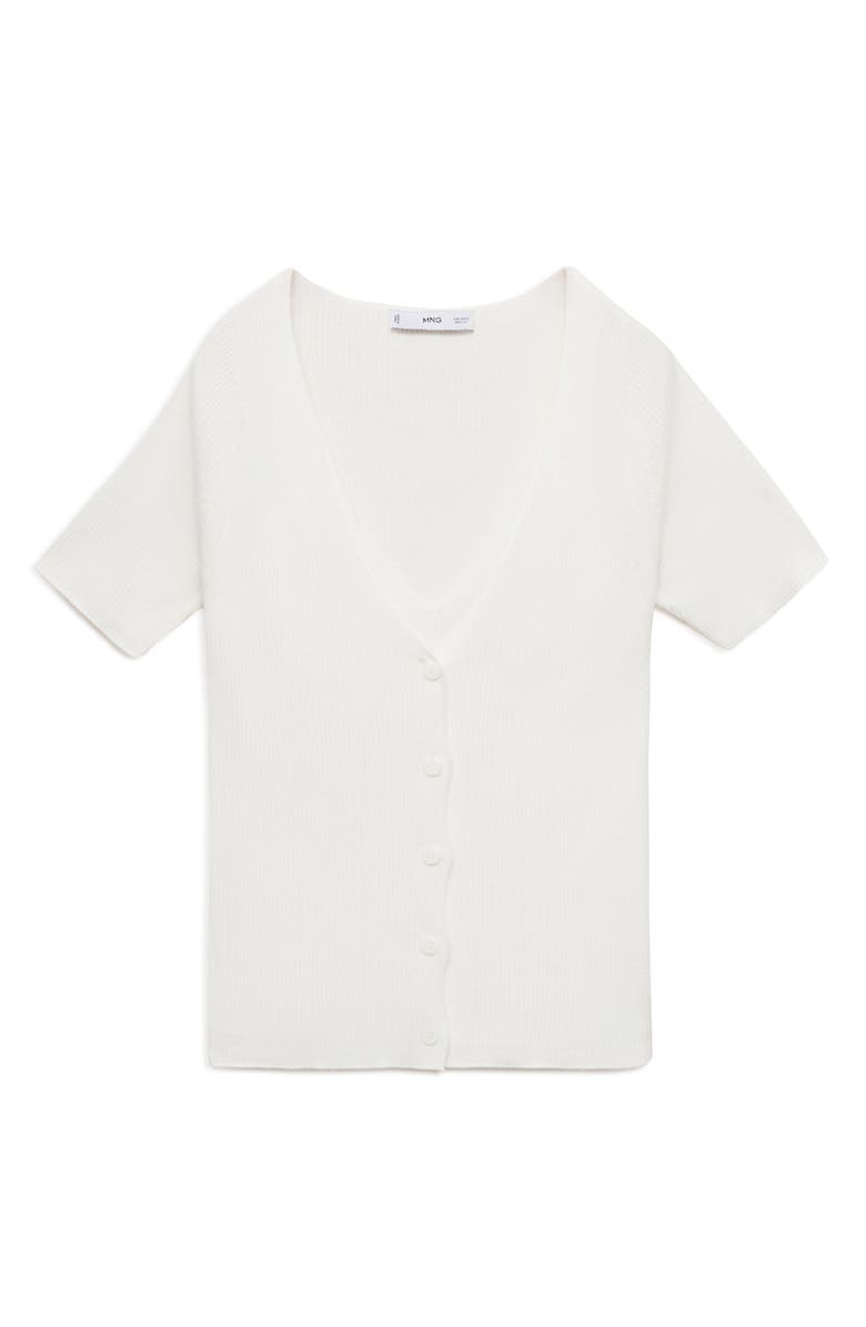 MANGO Rib Short Sleeve Cardigan, Alternate, color, White