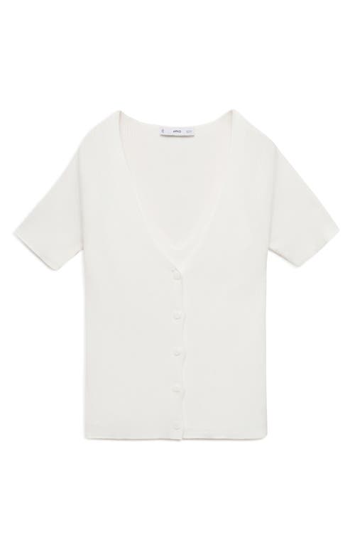 Mango Rib Short Sleeve Cardigan In White