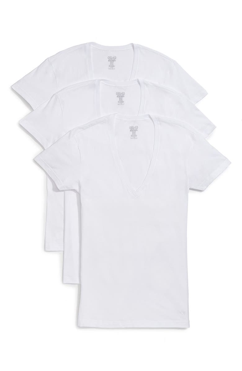 2(x)ist 3-Pack Slim Fit Deep V-Neck T-Shirt, Alternate, color, White New Logo