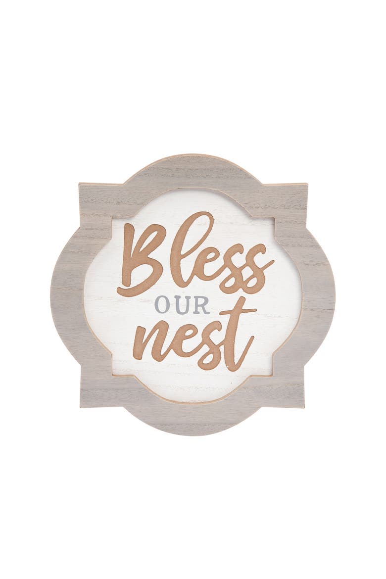 12" x 12" Bless This Nest Wall Plaque, Main, color, Brown