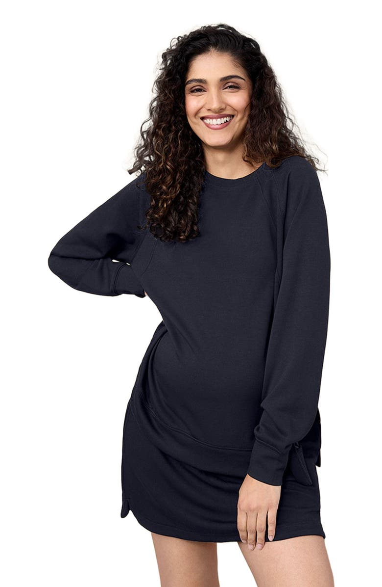 MOTHERHOOD MATERNITY Long Sleeve With Side Slits Scuba Raglan Top, Alternate, color,