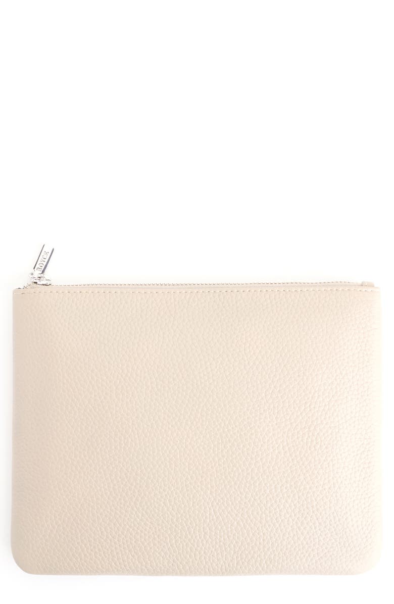 ROYCE New York Leather Zip Travel Pouch, Main, color, Taupe