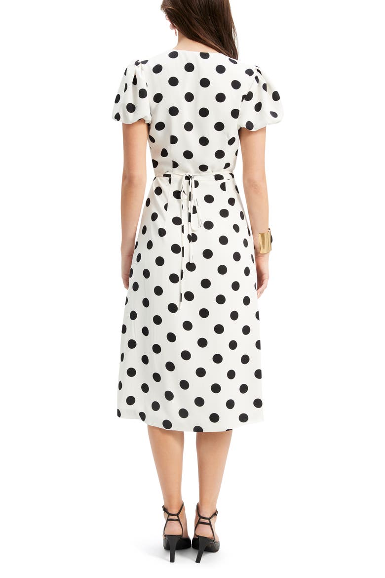 Devyn Dot Faux Wrap Dress, Alternate, color, BLACK WHITE SPOT