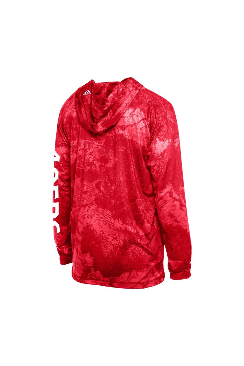 Men's New Era  Red San Francisco 49ers RealTree Xtreme Camo Raglan Long Sleeve Hooded Top, Alternate, color, Red