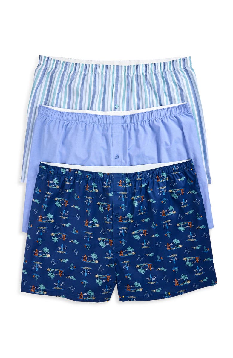 Harbor Bay by DXL Big & Tall 3-pk Sweet Escape 4.5 Inch Woven Boxers, Main, color, Sweet Escape