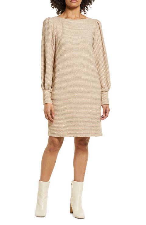 PUFF SLEEVE SWEATER DRESS