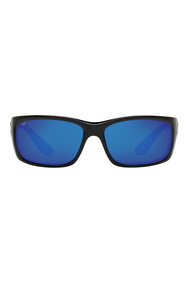 62mm Waypoint Rectangluar Polaraized Sunglasses, Main, color, SHINY BLACK