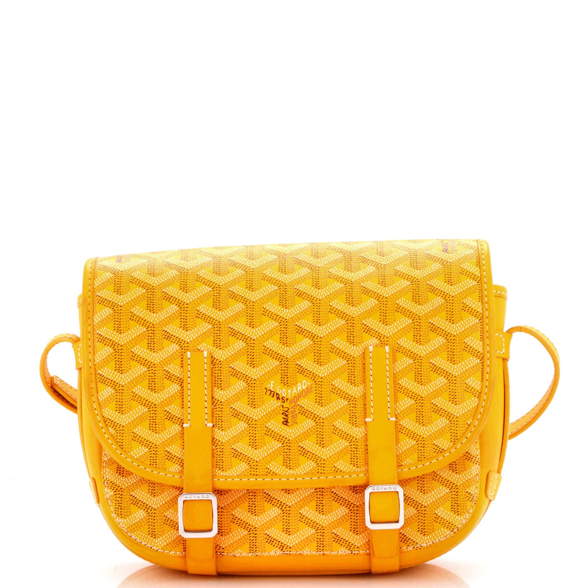 Pre-Owned Goyard Belvedere Messenger Bag Coated Canvas PM, Main, color, Yellow