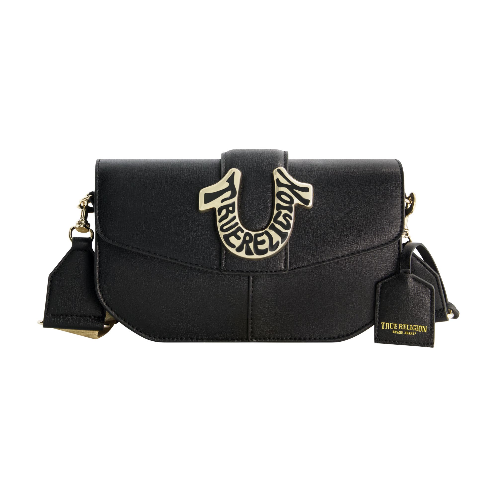 True Religion Shoulder Bag with Signature Logo Accent, Main, color, Black