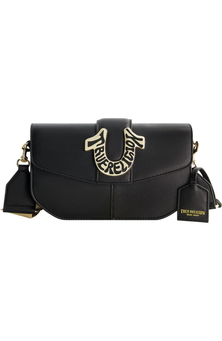 True Religion Shoulder Bag with Signature Logo Accent, Main, color, Black