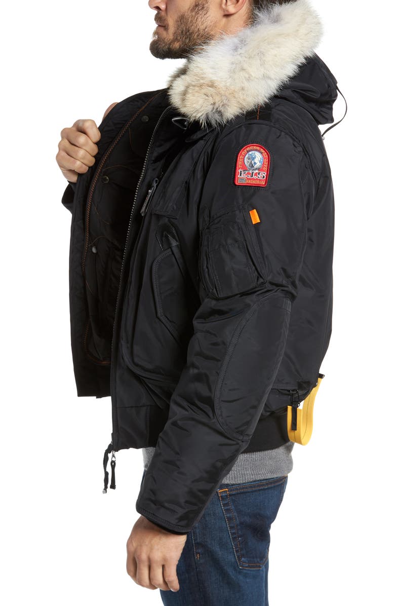 Parajumpers Slim Down Bomber Jacket with Faux Fur & Genuine Coyote Fur Trim, Alternate, color, 