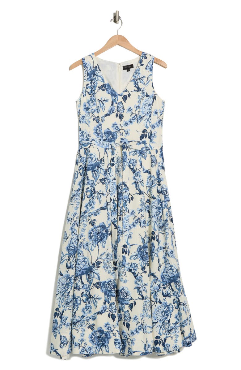 Ted Baker Sleeveless V-Neck Maxi Dress, Main, color, Vanilla Ice