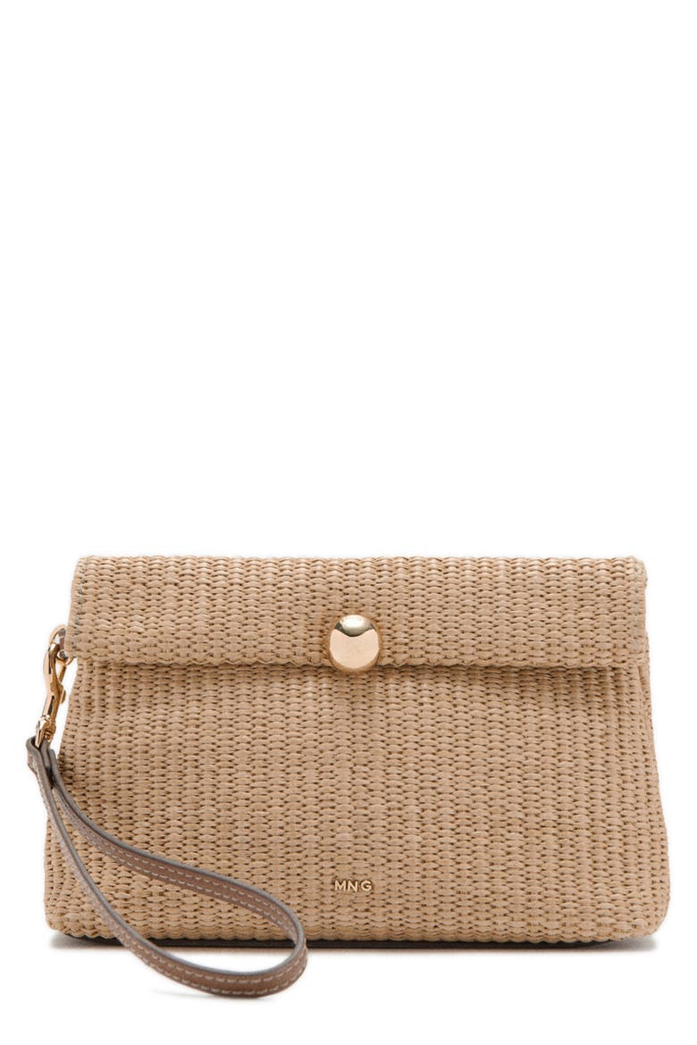 Woven Flap Wristlet, Main, color, BEIGE