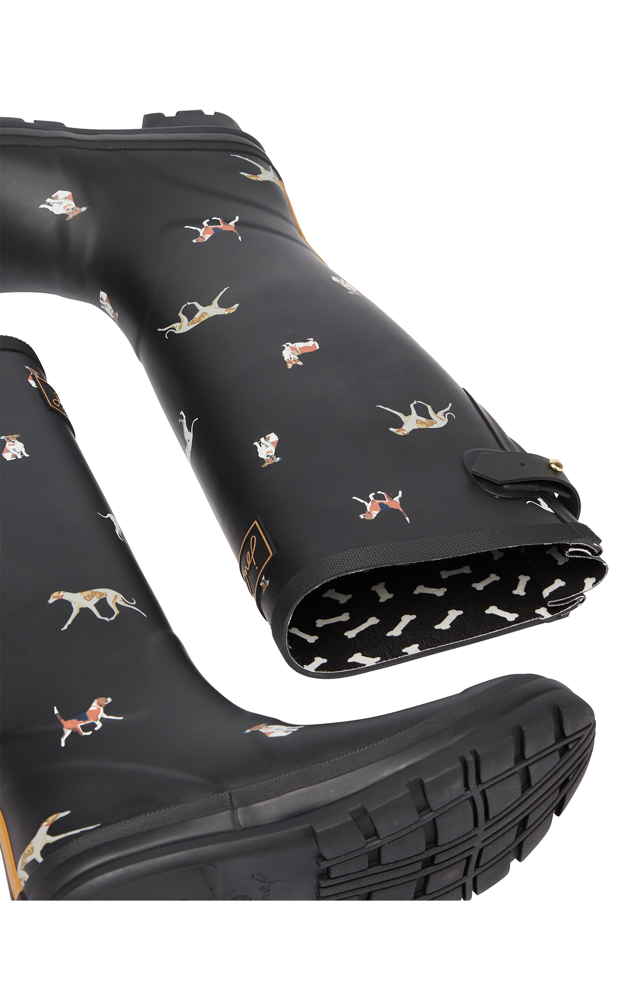 Welly Print Waterproof Rain Boot, Alternate, color, BLACK DOG
