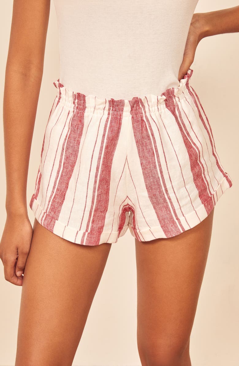 Reformation Sawyer Linen Shorts, Alternate, color,