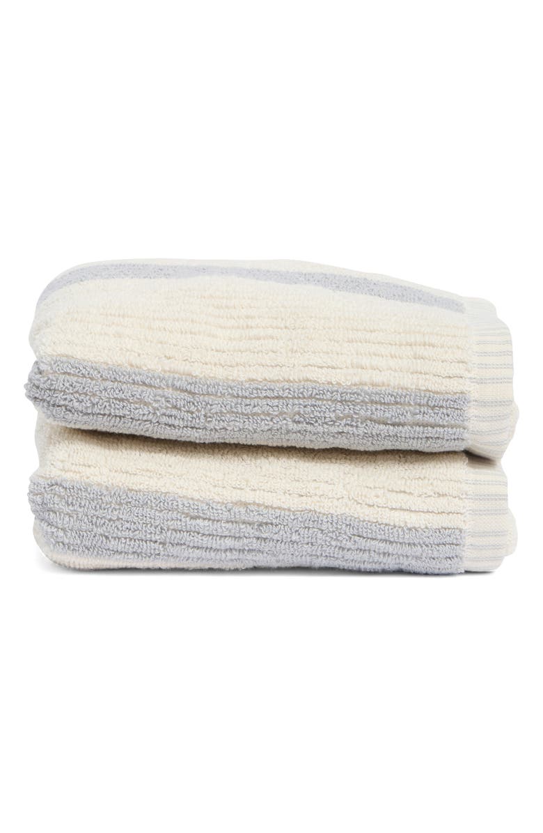NORDSTROM RACK 2-Pack Reversible Stripe Hand Towel, Alternate, color, Grey Vapor