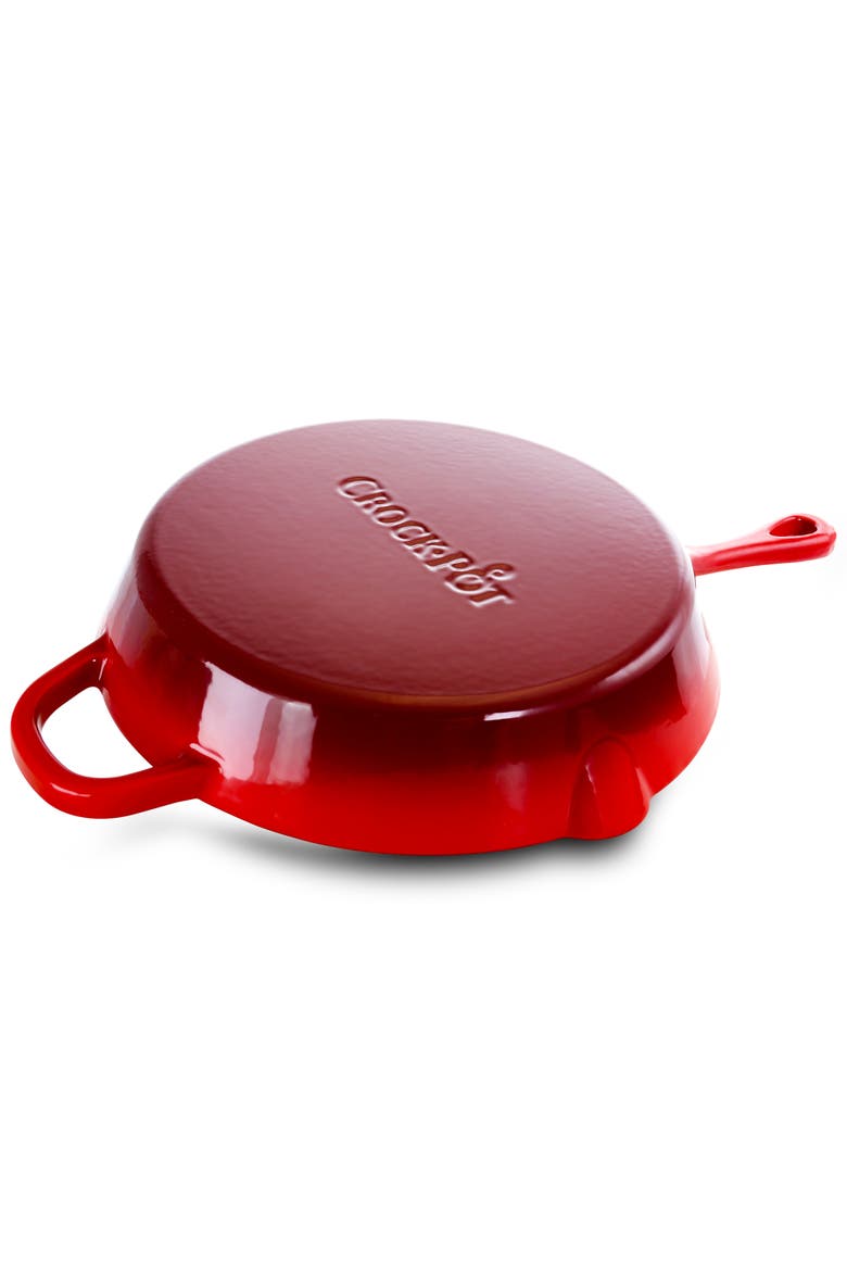 12 Inch Enameled Cast Iron Skillet, Alternate, color, Red