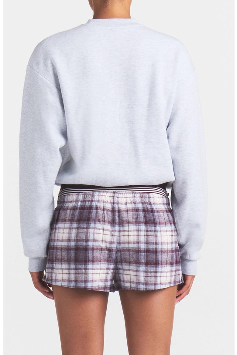 Logo Classic Crewneck Sweatshirt, Alternate, color, HEATHERGREY/ARCHED SKIMS PLAID