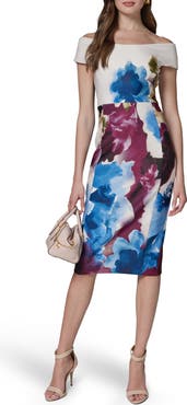 Donna Karan New York Floral Off the Shoulder Sheath Dress