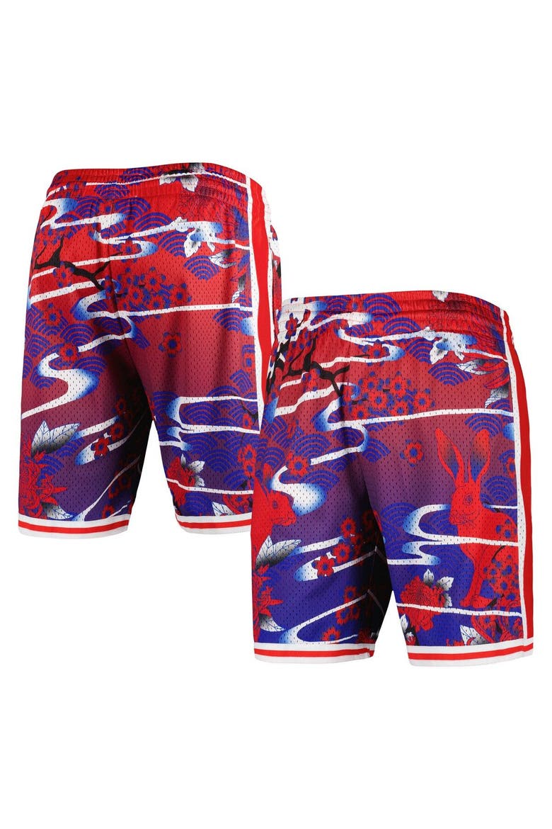 Men's Mitchell & Ness  Red Philadelphia 76ers Lunar New Year Swingman Shorts, Main, color, Red